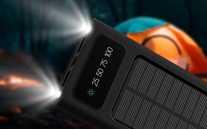 Xtech XPB-100 - Solar Power Bank - 24 pin USB-C / 4 pin USB Type A / 5 pin Micro-USB Type A Xtech 24 pin USB-C / 4 pin USB Type A / 5 pin Micro-USB Type A Lithium ion polymer For Universal built-in charg cables10,000mAh