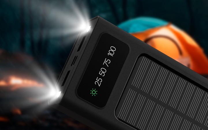 Xtech XPB-200 - Solar Power Bank - 24 pin USB-C / 4 pin USB Type A / 5 pin Micro-USB Type A Xtech 24 pin USB-C / 4 pin USB Type A / 5 pin Micro-USB Type A Lithium ion polymer For Universal built-in charg cables20,000mAh