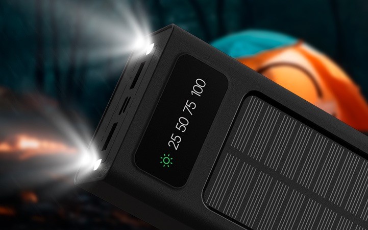 Xtech XPB-300 - Solar Power Bank - 24 pin USB-C / 4 pin USB Type A / 5 pin Micro-USB Type A Xtech 24 pin USB-C / 4 pin USB Type A / 5 pin Micro-USB Type A Lithium ion polymer For Universal built-in charg cables30,000mAh