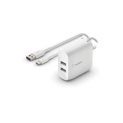 Belkin BOOST CHARGE - Wall charger - 24 Watt Belkin 4.8 A 2 output connectors (2 x USB) on cable: USB-C