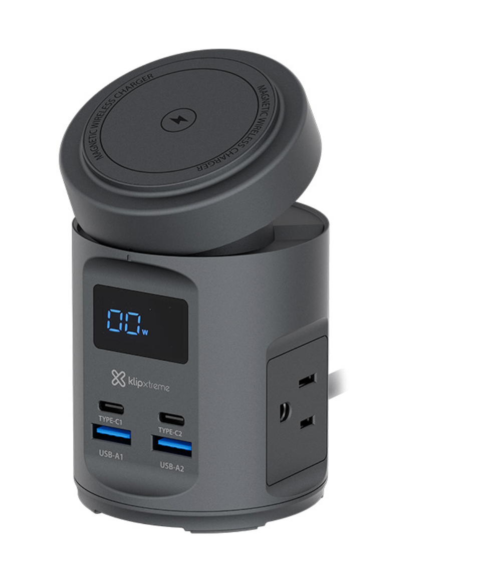 Klip Xtreme - Charging stand / battery charger - 65 Watt Klip Xtreme Power DC Nema Cellular phone / Laptop / Macbooks / Notebook / Tablet Wireless For Smartphones 7 in 1 Charger Station