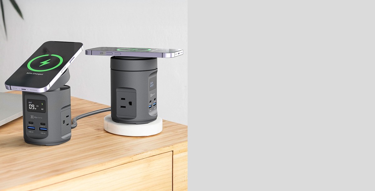 Klip Xtreme - Charging stand / battery charger - 65 Watt Klip Xtreme Power DC Nema Cellular phone / Laptop / Macbooks / Notebook / Tablet Wireless For Smartphones 7 in 1 Charger Station