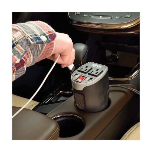 Eaton Tripp Lite Series Car Inverter Cup Holder 200W 12V DC to 120V AC 2 USB Charging Ports 2 Outlets - DC to AC power inverter + battery charger - 12 V Eaton 200 Watt output connectors: 2