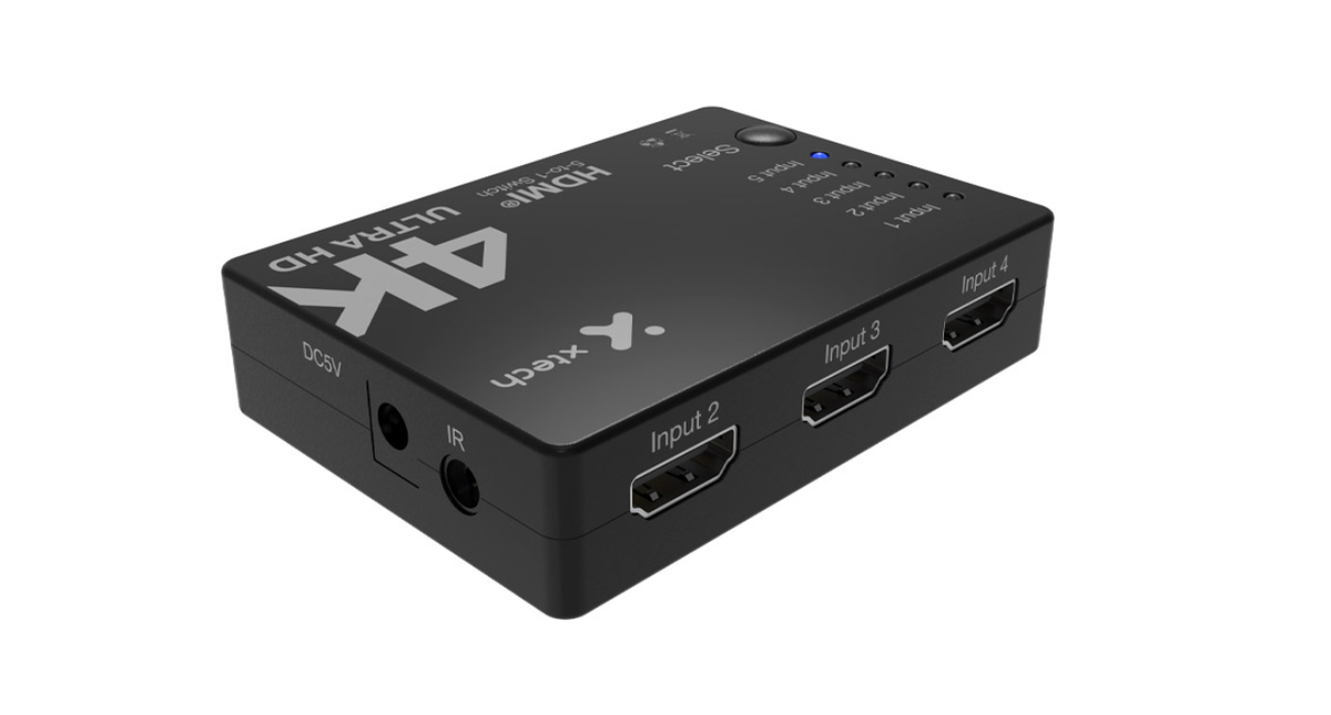 Xtech - 5-port to 1 HDMI switch - 4KUHD w remote control XHA-430