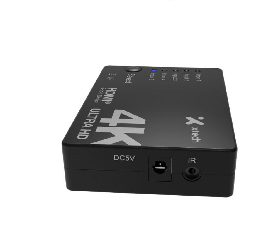 Xtech - 5-port to 1 HDMI switch - 4KUHD w remote control XHA-430