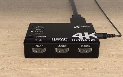 Xtech - 5-port to 1 HDMI switch - 4KUHD w remote control XHA-430