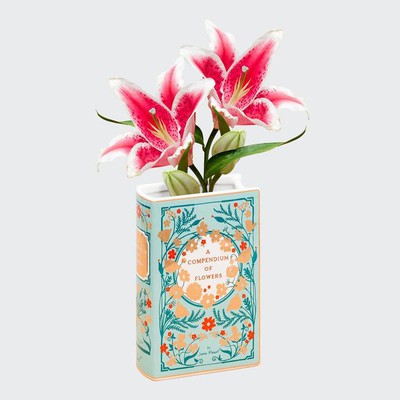 Vase -  Ceramic  -  'A Compendium of Flowers' - Bibliophile Collection