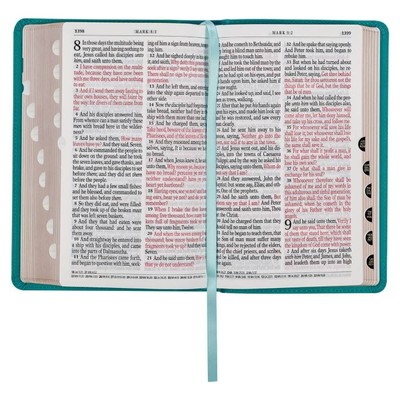 Bible - King James Version - Giant Print - Teal Floral - Faux Leather