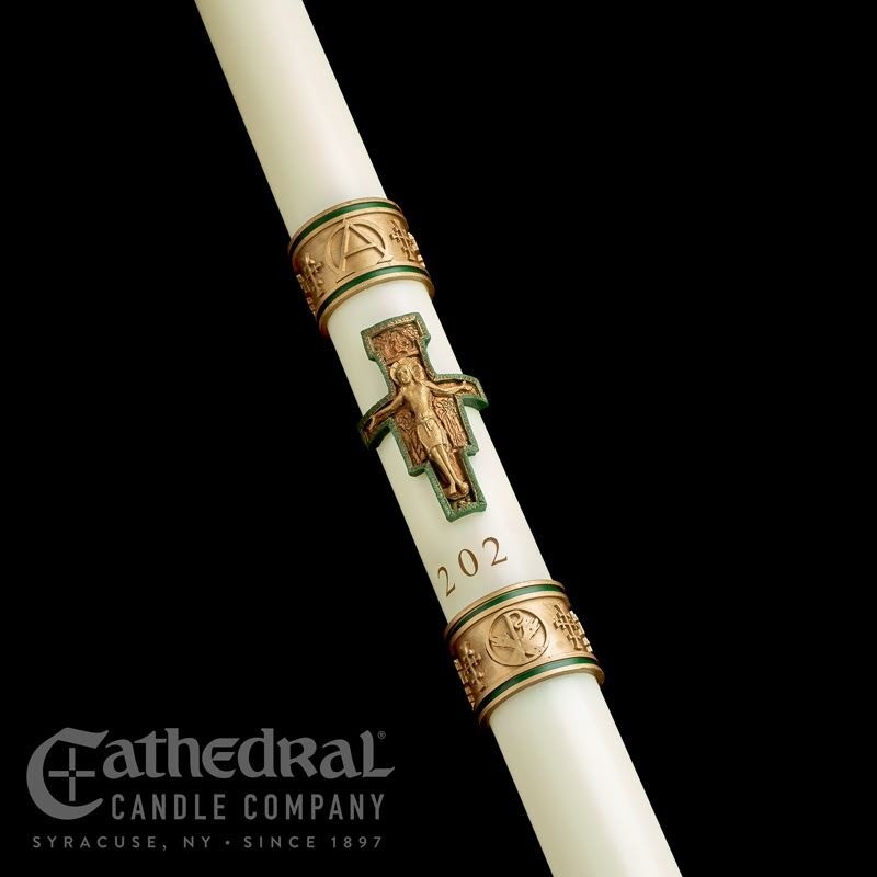 Paschal Candle  |  Cross of St. Francis™  | 51% Beeswax  |  Jubilee Year 2026 St Francis  |  Available by Order