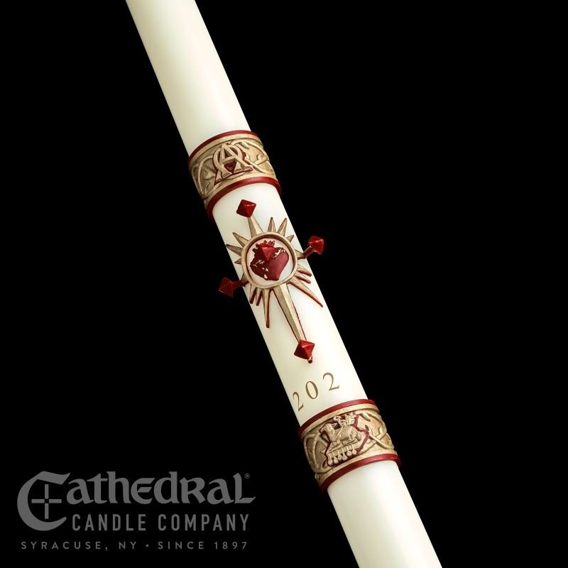 Paschal Candle  |  Sacred Heart  |  51% Beeswax |  Availble by Order