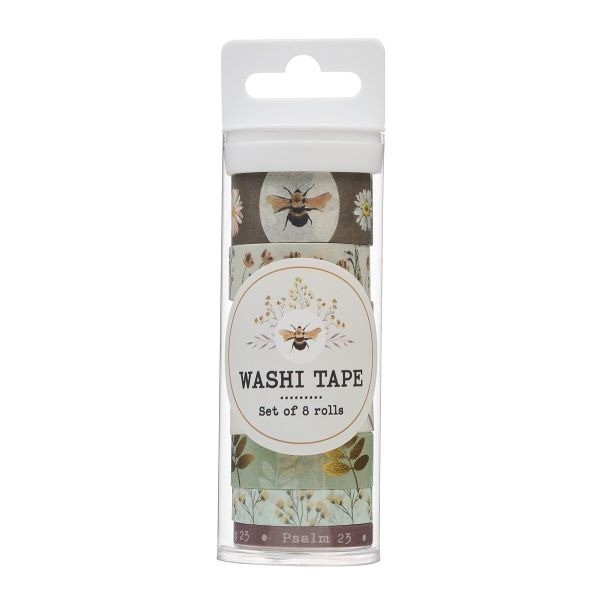 Washi Tape   |  Set of 8 Non-toxic  |  Floral - Psalm 23