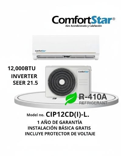 Aire Acondicionado Comfort Star Inverter SEER 21,5 - 12000 BTU - 110v model:CIP12CD(I)-L