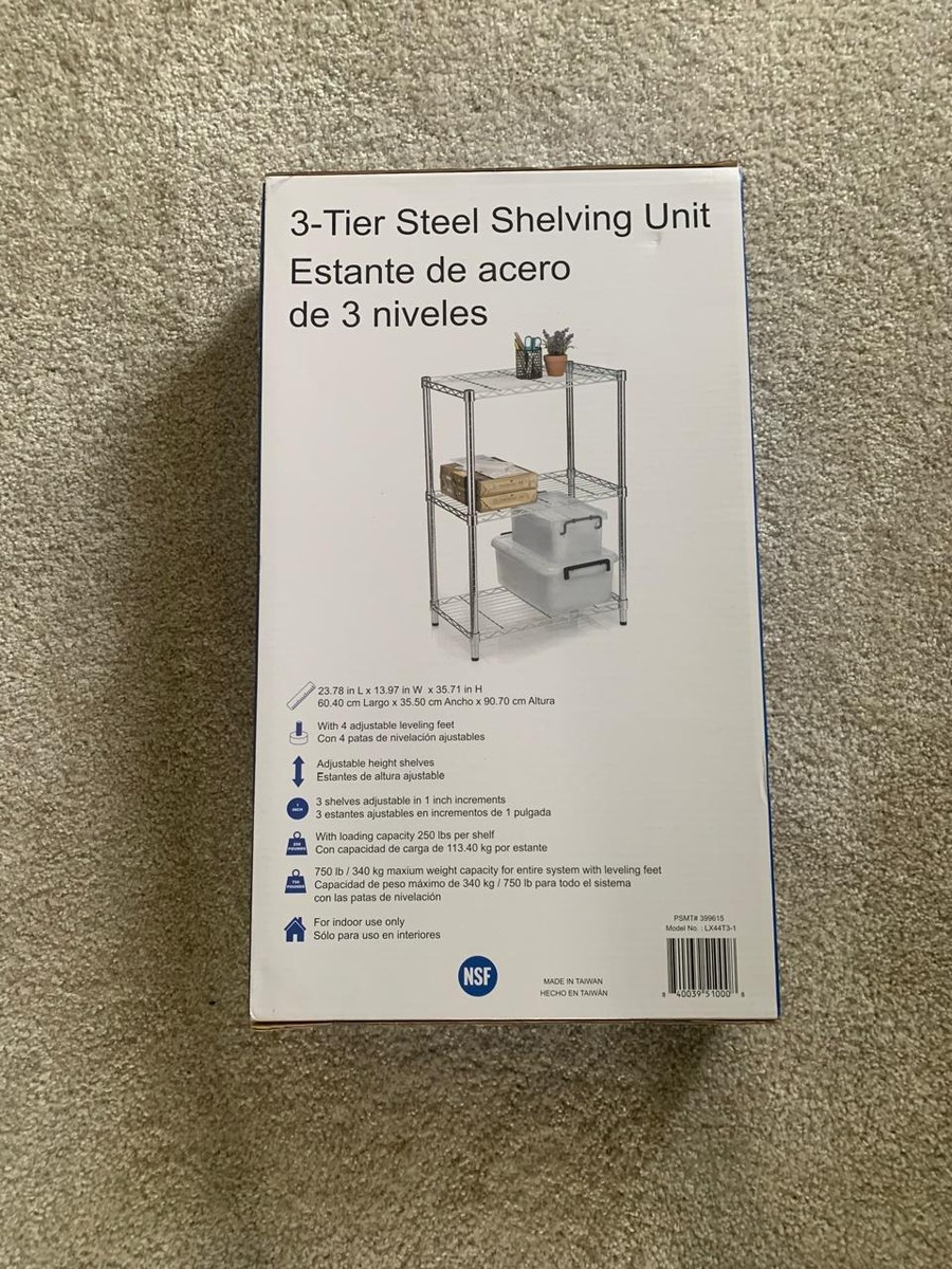 Members Estante 3 Niveles Metálico Maya 61 X 92 X 35.5cms Cromado