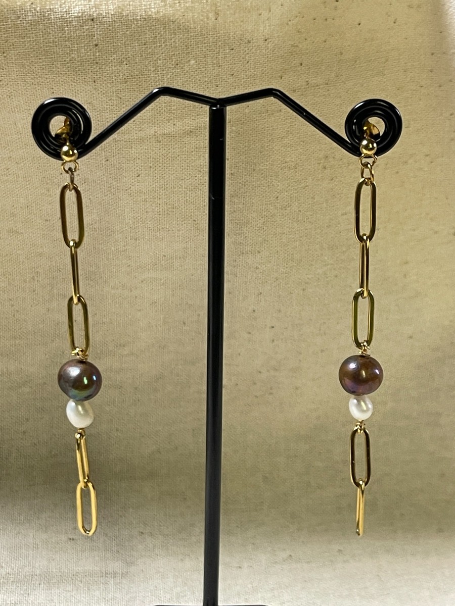 Gold Pearl Ascent Drop Earrings