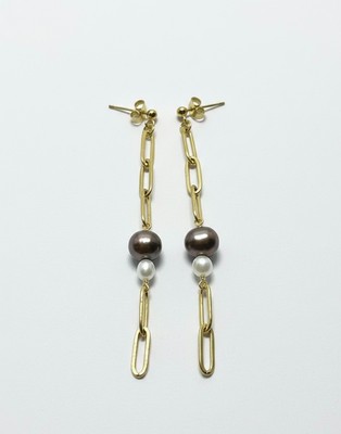 Gold Pearl Ascent Drop Earrings