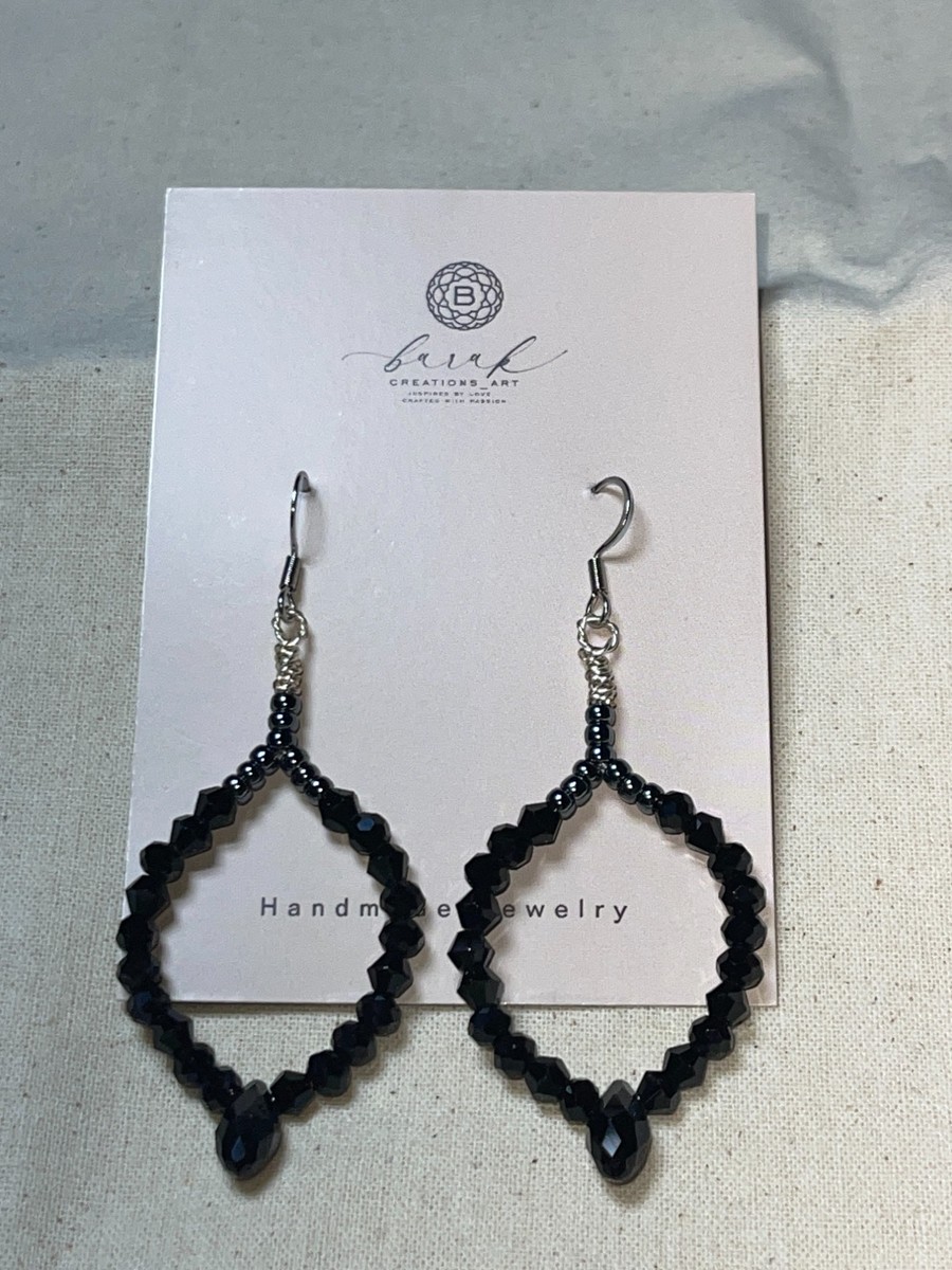 Black Teardrop Loop Earrings