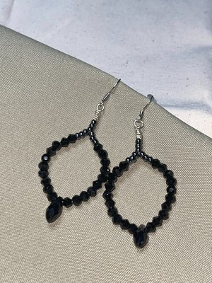 Black Teardrop Loop Earrings