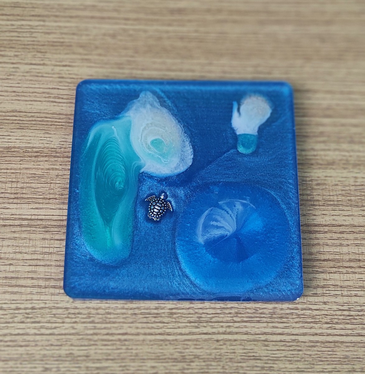 Coaster swimming with sea Turtles