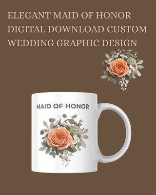 Maid of Honor Floral PNG Sage & Peach Wedding