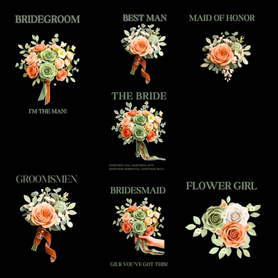 Bridal Party Bouquet PNG Clipart Bundle