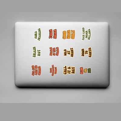 GLBAM Gen Z Slang Retro Sticker Bundle PNG