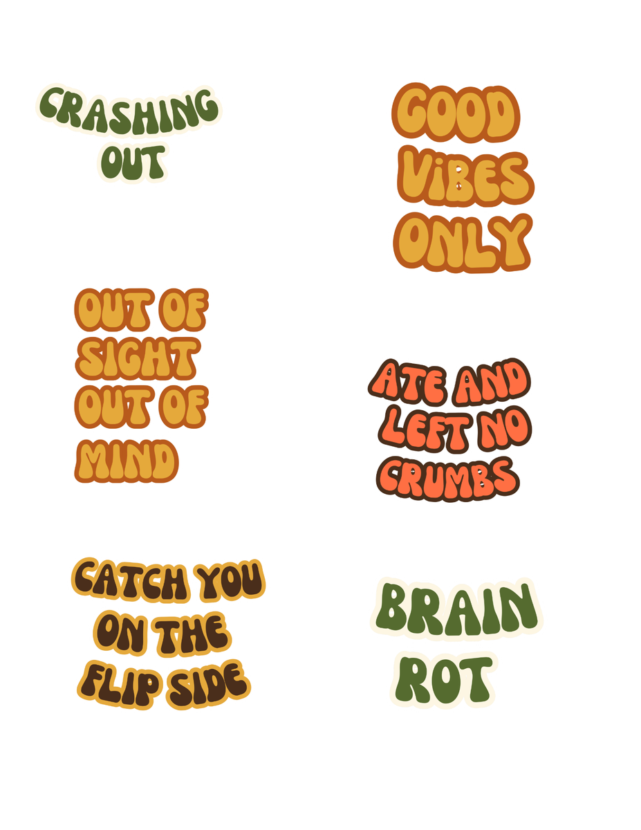 GLBAM Gen Z Slang Retro Sticker Sheet PNG