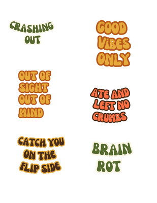 GLBAM Gen Z Slang Retro Sticker Sheet PNG
