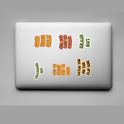 GLBAM Gen Z Slang Retro Sticker Sheet PNG