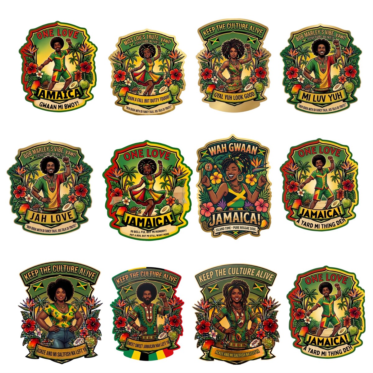 GLBAM JAMAICAN ART STICKER BUNDLE