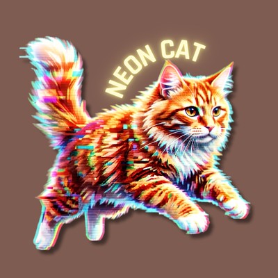 Glbam stickers neon cat png