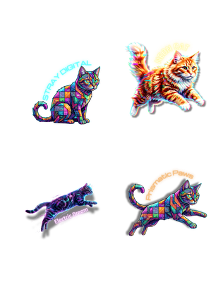Glbam stickers neon cat png