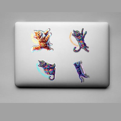 Glbam stickers neon cat png