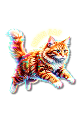 Neon Cyber Cat PNG Digital Asset Bundle (