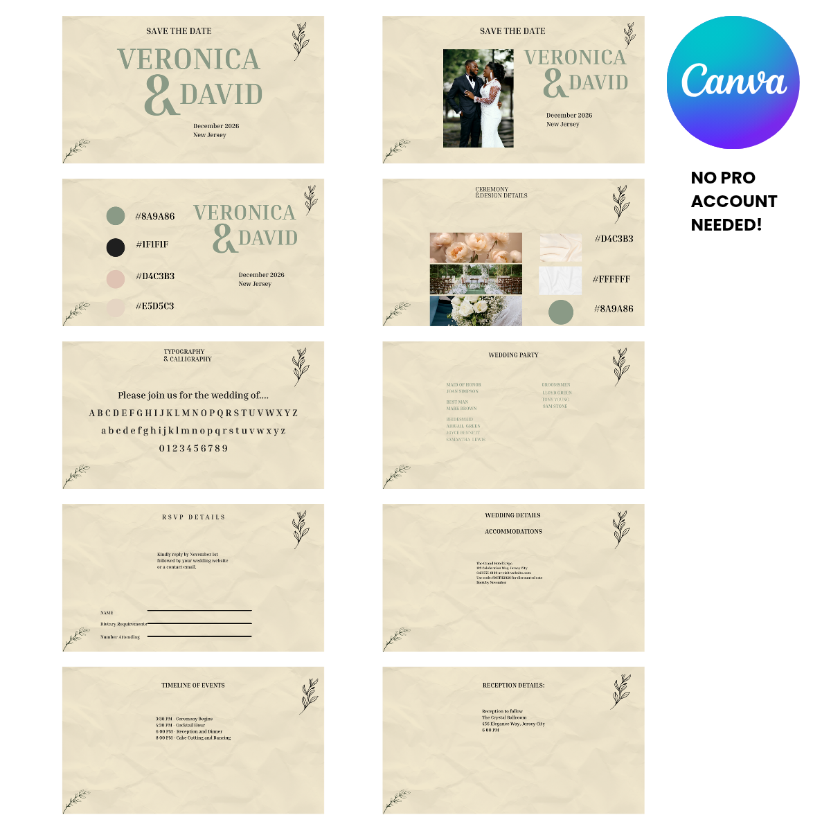 Neutral Wedding Template Suite — Canva