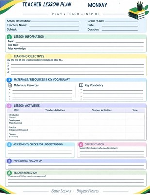 Teacher lesson plan template canva JA