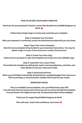 Teacher Lesson Plan Template canva
