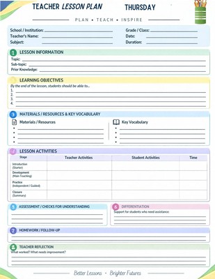 Teacher Lesson Plan Template canva