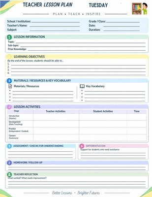 Teacher Lesson Plan Template canva