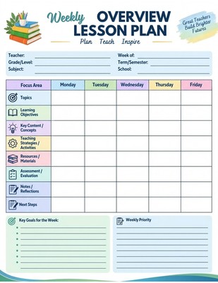 Teacher Lesson Plan PDF printable