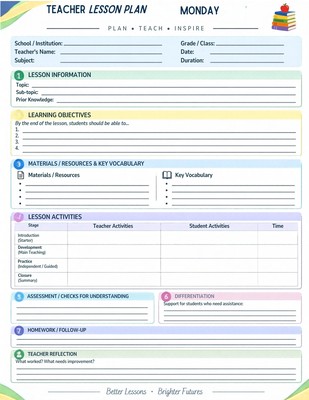 Teacher Lesson Plan PDF printable