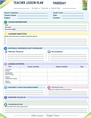 Teacher Lesson Plan PDF printable