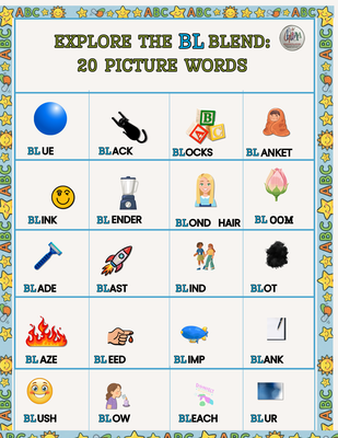 BL blend picture words PDF print