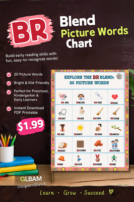 BR blend picture words PDF print
