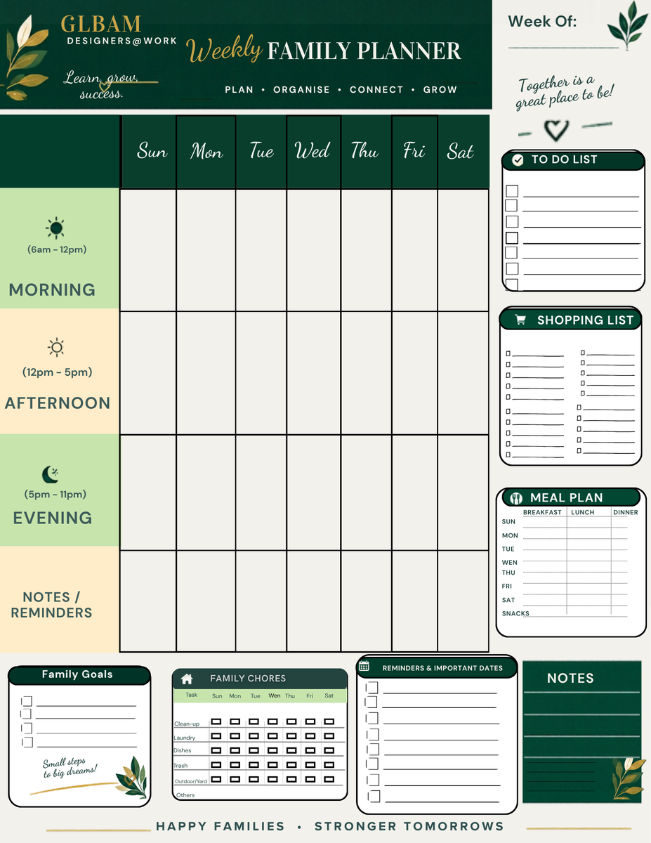 Family Weekly Planner Printable PDF