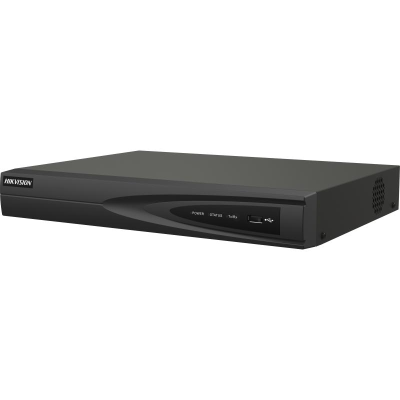 GRABADORA NVR HIKVISION DS-7604NI-Q1/4P 4 CANALES 4K 8TB H.265+ CON POE NEGRO