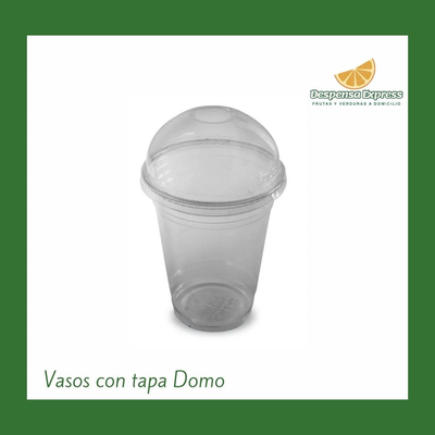 Vasos pet tapa domo plana 16 onz 50 und