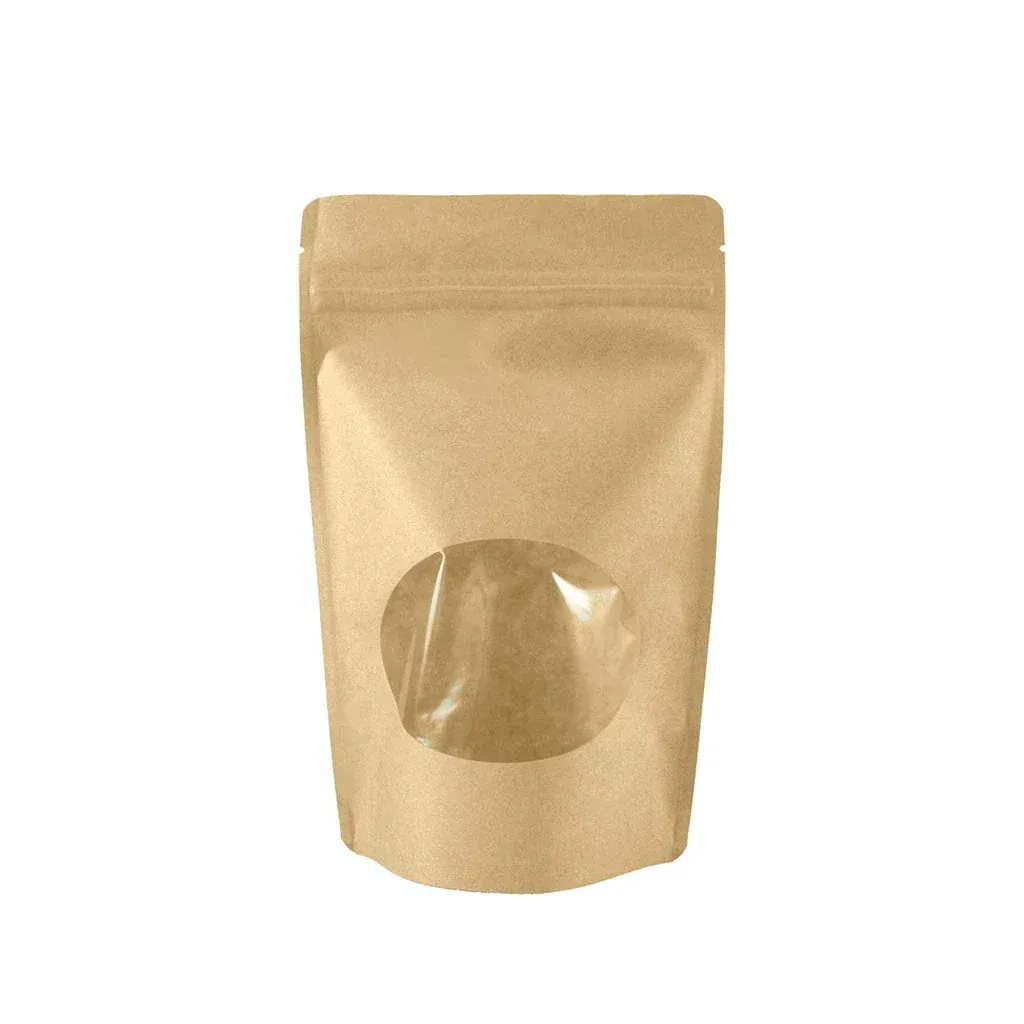 6" x 7" Kraft Stand Up Pouch w/Window - 25pk