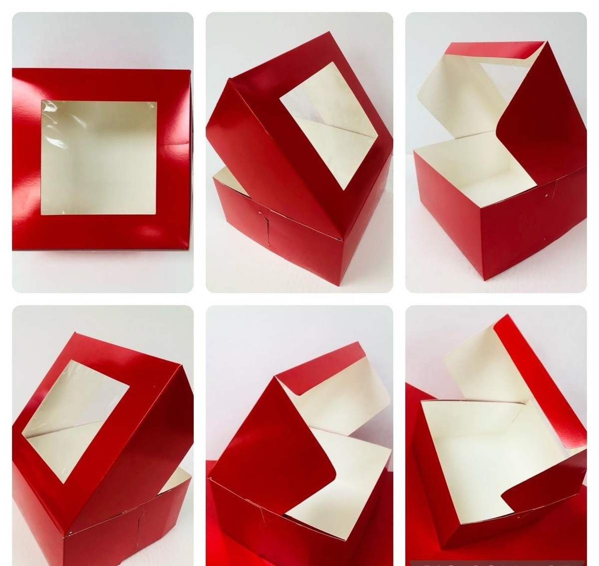 8" Red Cake Box with Window