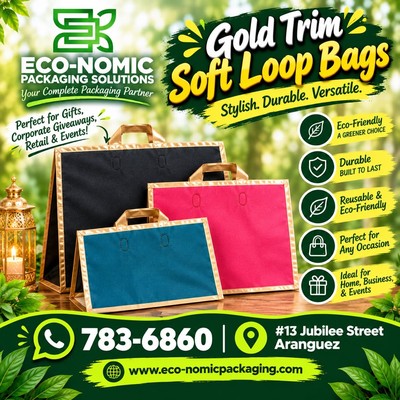 Gold Trim Soft Loop Bags-50pk