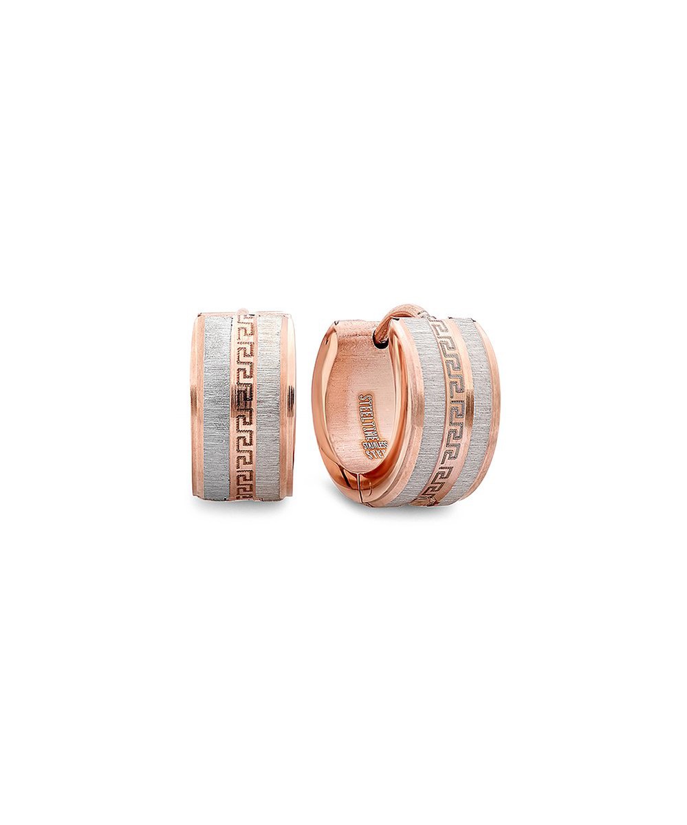 18k Rose Gold-Plated Greek Key Huggie Earrings